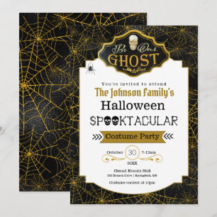 Carte Soyez Notre Ghost Black & Gold Costume Party Invit