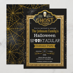 Carte Soyez Notre Ghost Black & Gold Costume Party Invit