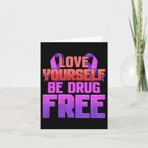 Carte Soyez Sans Drogue Aimez-Vous Violet Ruban