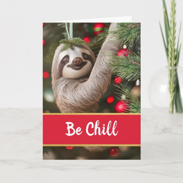 Carte Soyez un Noël froid avec Sloth dans l'arbre (Devant)