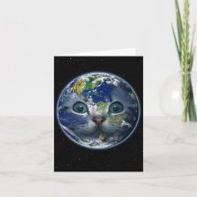 Space Cat Earth Blank Salutation