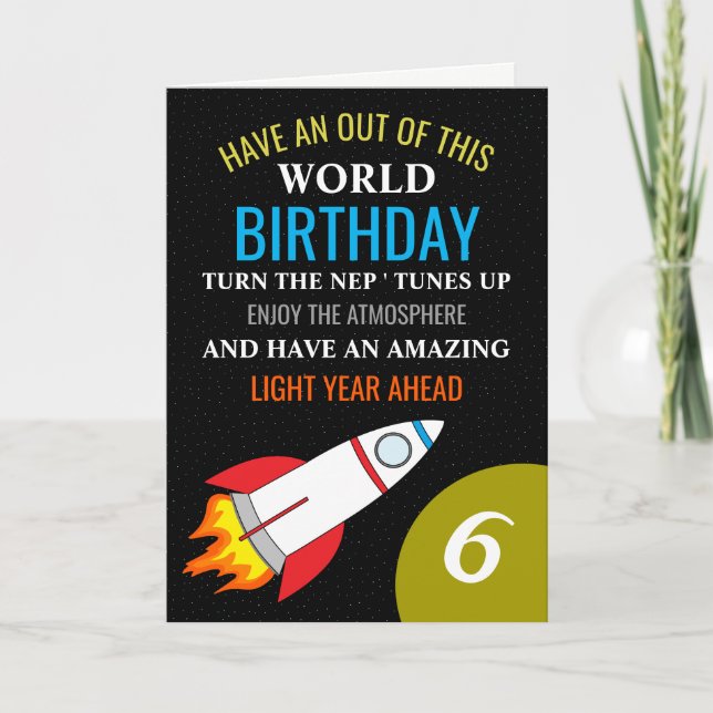 Carte Space Rocket to the Moon Children's Birthday (Devant)
