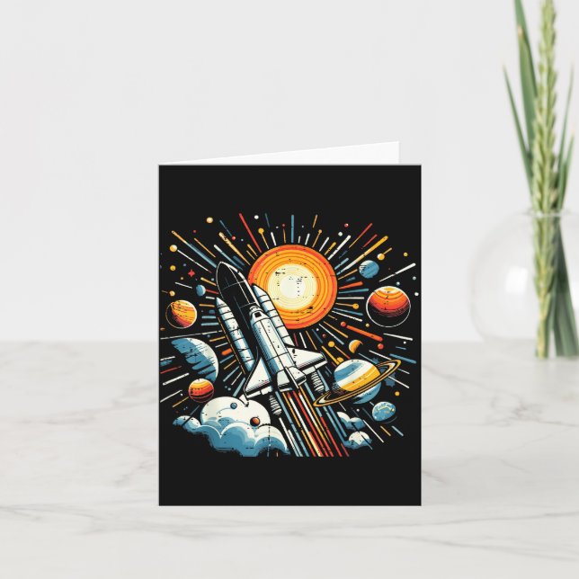 Carte Space Shuttle Sun Planets Rocket Galaxy Boys Kids  (Devant)