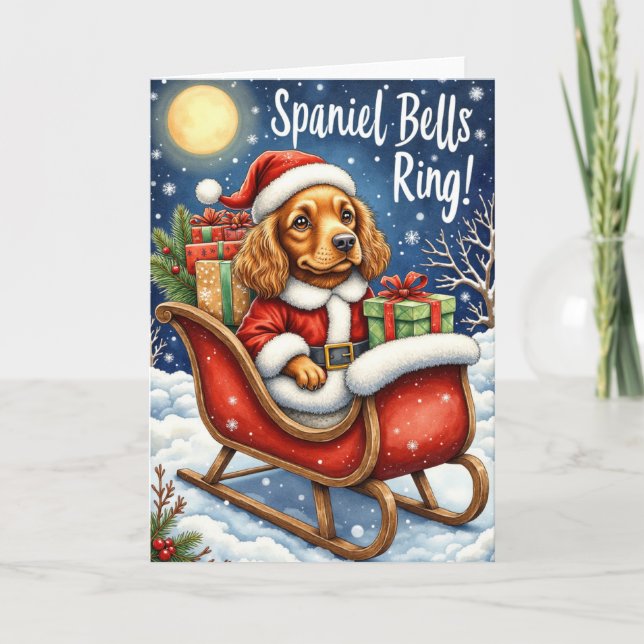 Carte Spaniel Bells Ring - Cocker Spaniel Christmas (Devant)