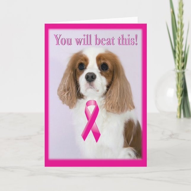 Carte Spaniel Ruban Contre le Cancer du Sein (Devant)
