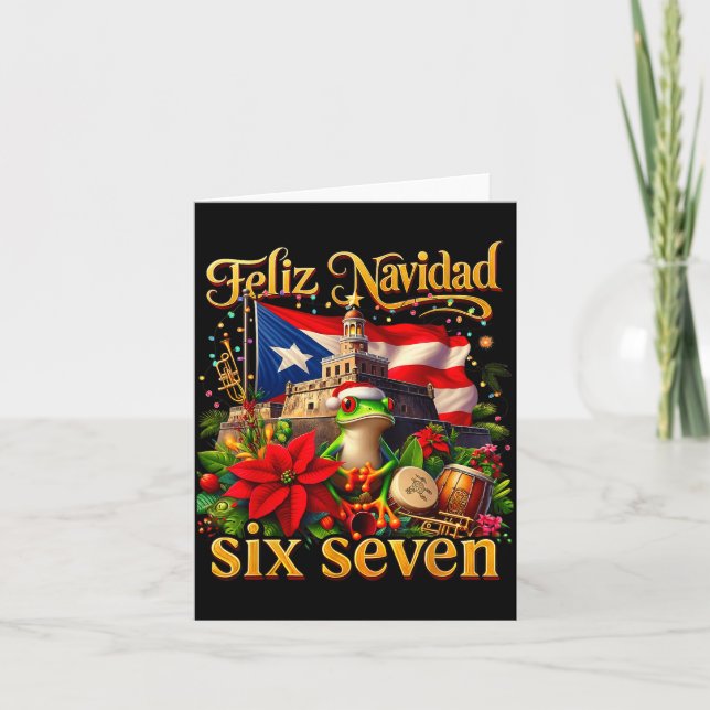 Carte Spanish Christmas Funny Puerto Rico Boricua Coqui  (Devant)