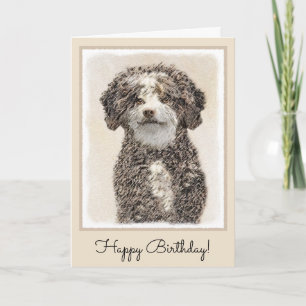 Carte Spanish Water Dog Painting - Cute Original Dog Art