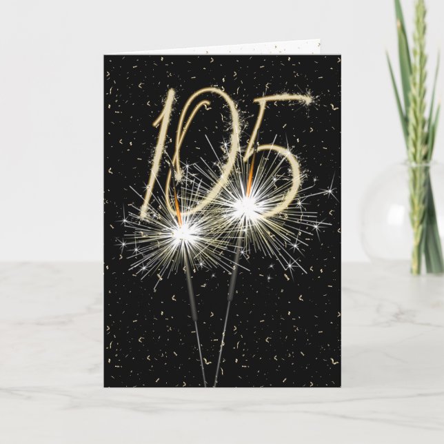 Carte Sparkler pour 105e anniversaire sur fond noir (Devant)