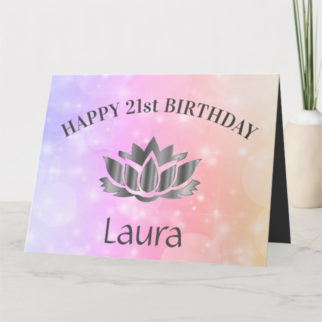 Carte Sparkly personnalisé 21e anniversaire (Devant)