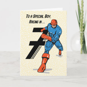Carte Special Boy 7e anniversaire Superhero
