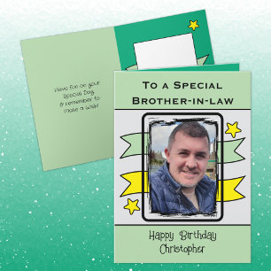 Carte Special Brother en droit vert jaune photo annivers