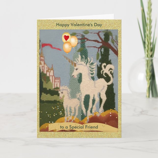 Carte spéciale Ami Unicorn Magic Valentine's Day (Devant)