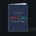 Carte spéciale d'anniversaire pour son en droit<br><div class="desc">Carte d'anniversaire de fils spécial contemporain en droit. Parfait pour un homme. Design exclusif à la marque Green Elephant Cards.</div>