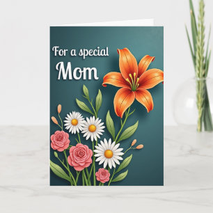 Carte spéciale pour maman à motif floral sarcelle