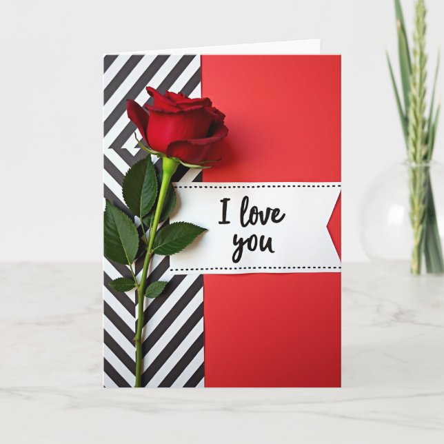 Carte spéciale rouge rose je t'aime (Devant)
