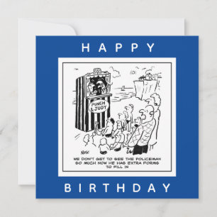Carte spectacle de Punch et Judy sur la plage dessin an