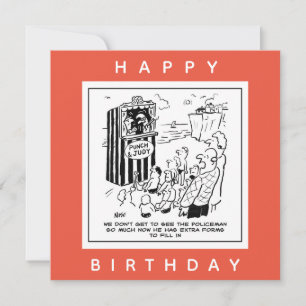 Carte spectacle de Punch et Judy sur la plage dessin an