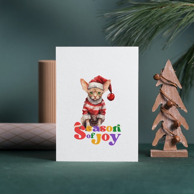 Carte Sphynx Chat Saison de joie Noël Salutation (Créateur téléchargé)