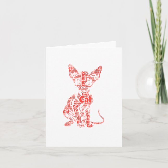 Carte Sphynx Chat Vit Mot Cloud Silhouette Sticker (Devant)