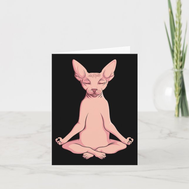 Carte Sphynx Chat Yoga Médaille Éleveur Hairless Animaux (Devant)