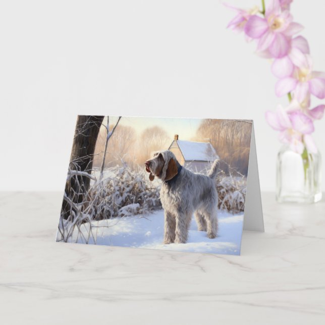 Carte Spinone Italiano Laisser Neige Noël (Orchidée)