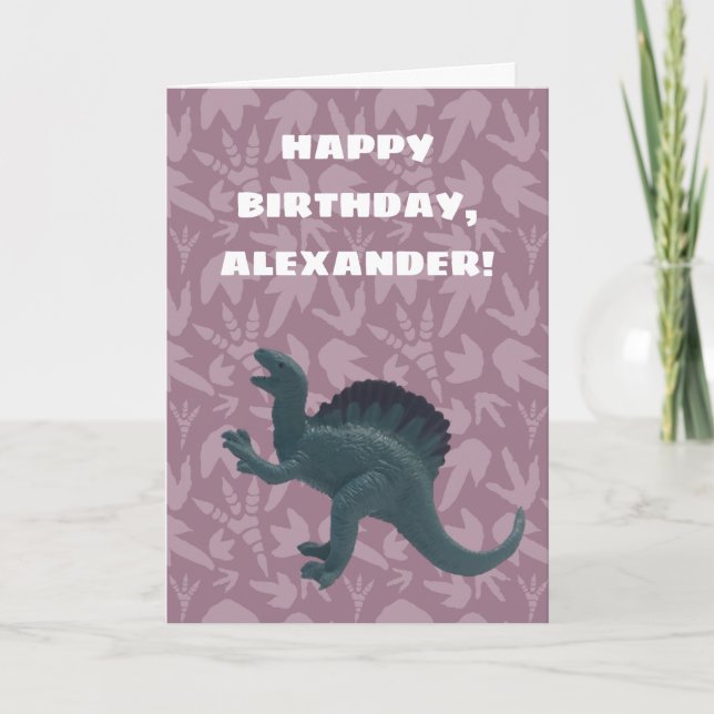 Carte Spinosaurus Toy Dinosaur Personnalisé Anniversaire (Devant)