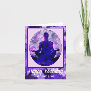 Carte Spirituel Violet assis Yoga Anniversaire