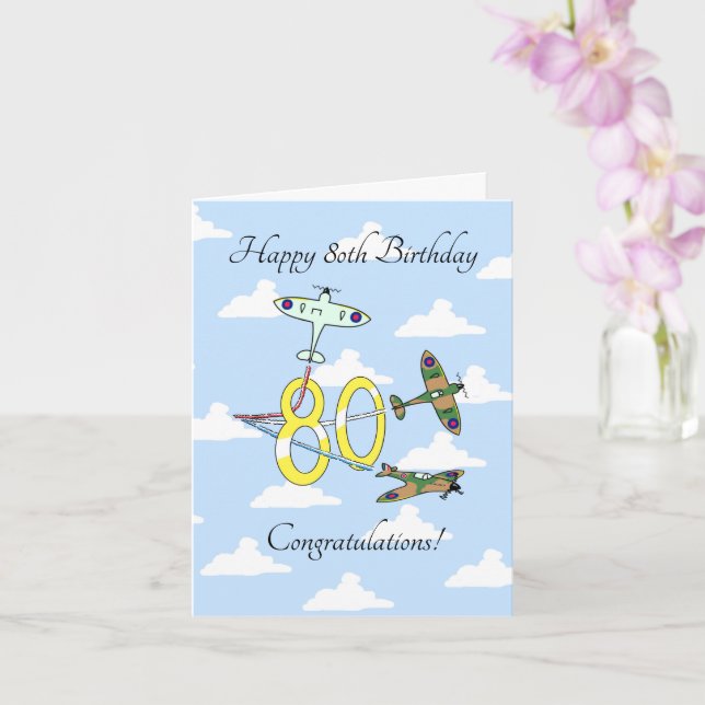 Carte Spitfires 80th Birthday (Ciel bleu) (Orchidée)