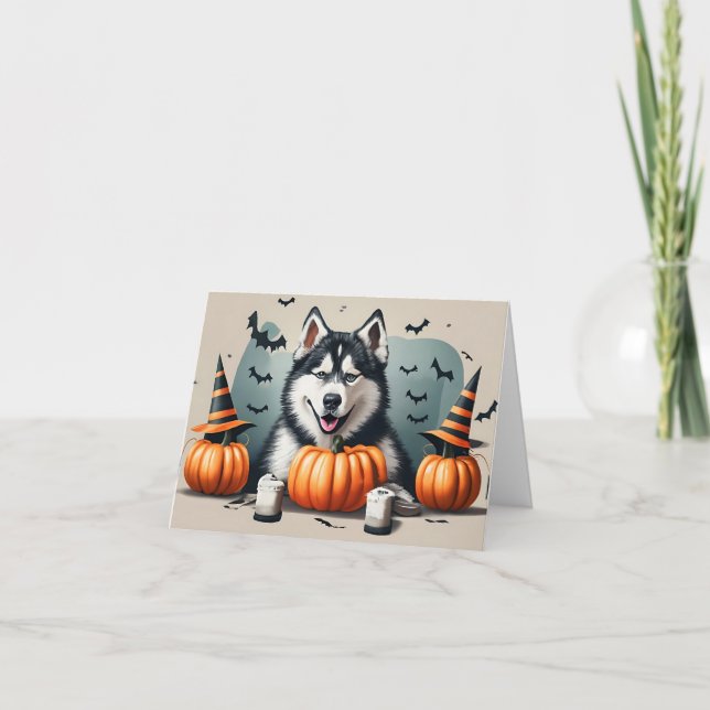Carte Spooktacular Husky Happy Halloween (Devant)