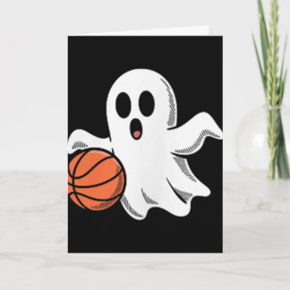 Carte Spooky Ghost Playing Basketball Retro Halloween Co