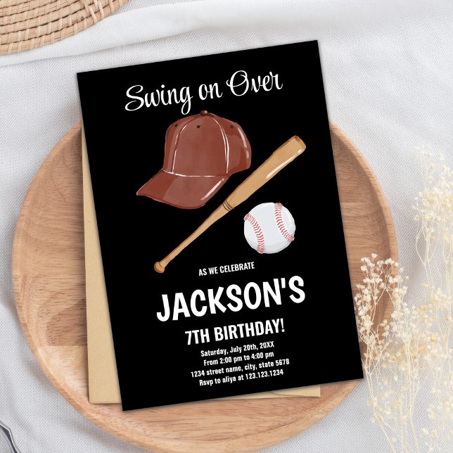 Carte Sport Boys modifiable (Baseballs Birthday Invitations with black)