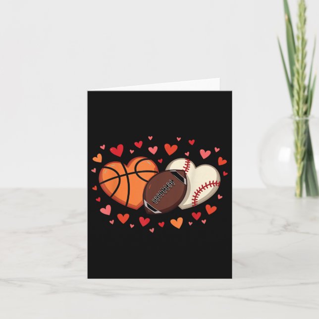 Carte Sports Amour Coeur Football Basket Saint-Valentin  (Devant)