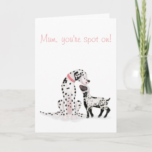 Carte Spotty dalmation & agneau 'Maman, tu es tache sur' (Devant)