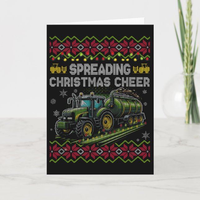 Carte Spreading Christmas Cheer Farming Tractor Ugly Swe (Devant)