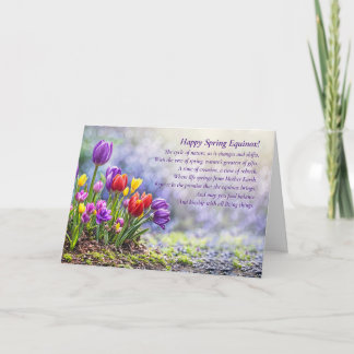 Carte Spring Equinox with Pretty Colorful Tulips Poem