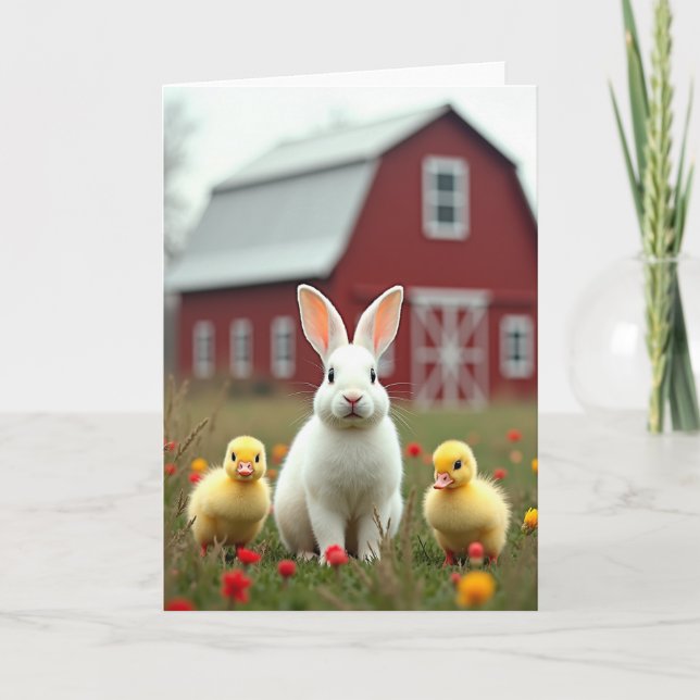Carte Spring Friends Farm Scene Card (Devant)