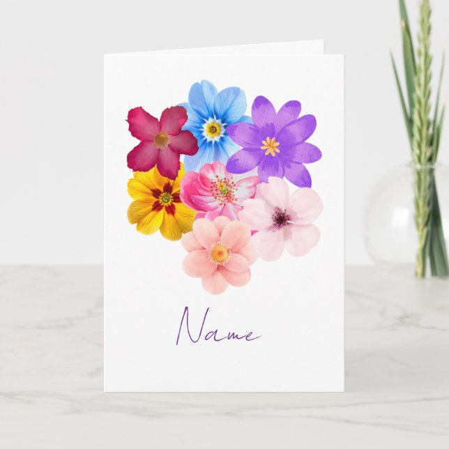 Carte Spring Harmony - Mixed Watercolor Flower Bouquet (Devant)