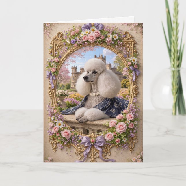 Carte Spring Is In The Air, Poodle Blank Card (Devant)