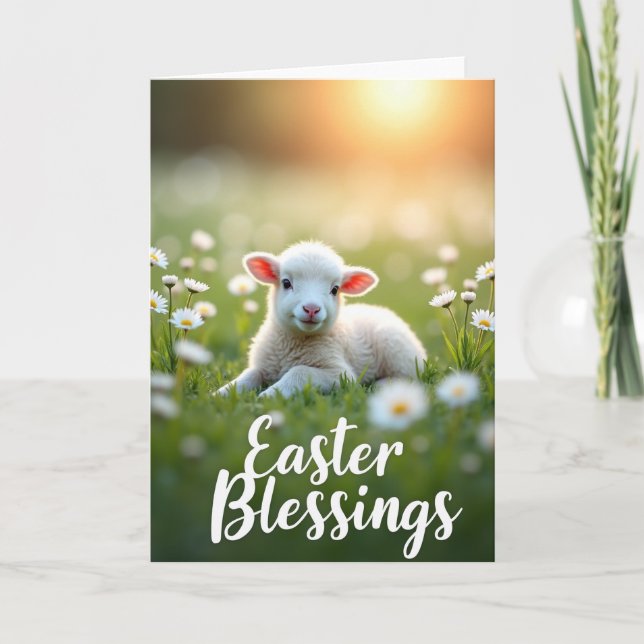Carte Spring Lamb Easter Blessings Card (Devant)