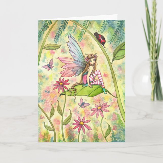 Carte Spring Magic Cute Fairy and Ladybug Imaginaire Art (Devant)
