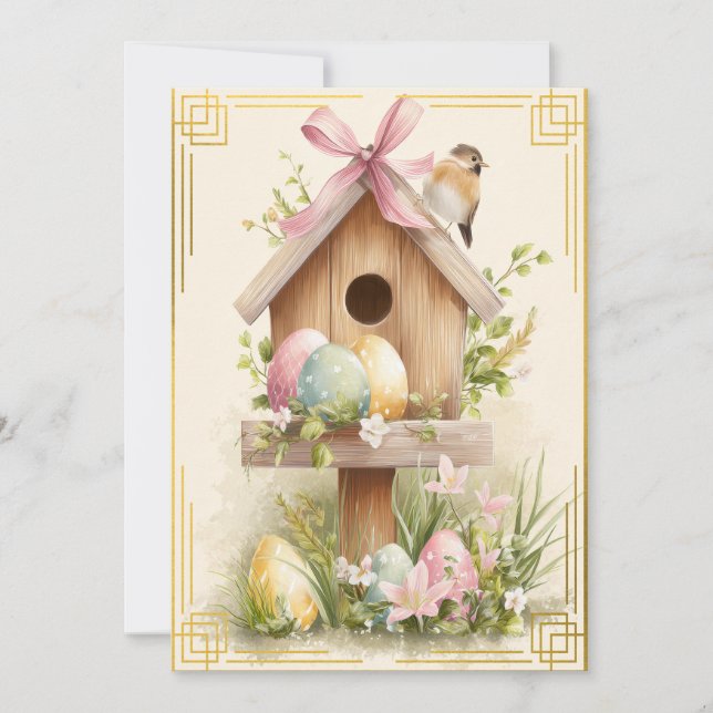 Carte Spring Nest – Easter Birdhouse Delight (Devant)