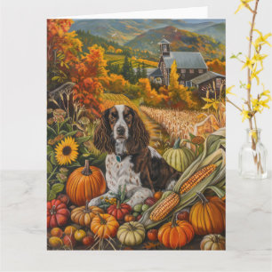 Carte Springer Spaniel Chien Automne Harvest Thankgiving
