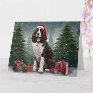 Carte Springer Spaniel Chien dans la neige Noël