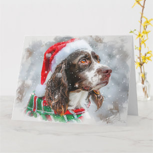 Carte Springer Spaniel chien Noël Festif