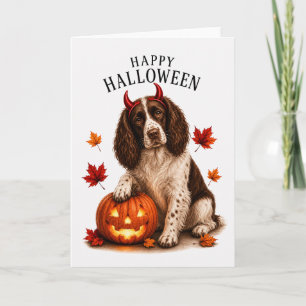 Carte Springer Spaniel Halloween Diable Chien