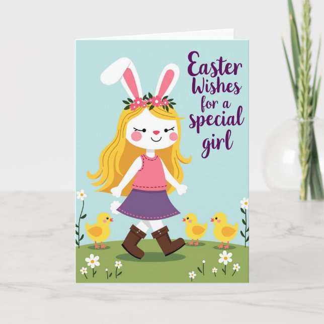 Carte Springtime Joy Girl And Bird Card (Devant)