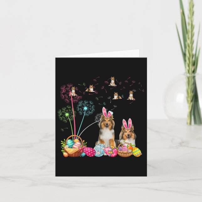 Carte Squad Easter Couple Bunny Shelts Dandelions Chasse (Devant)
