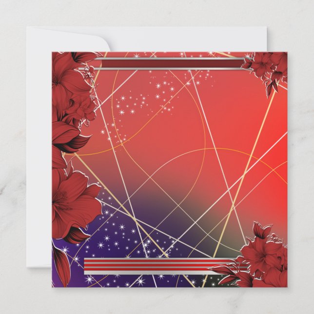 Carte Square Flat Red Floral Design  (Devant)