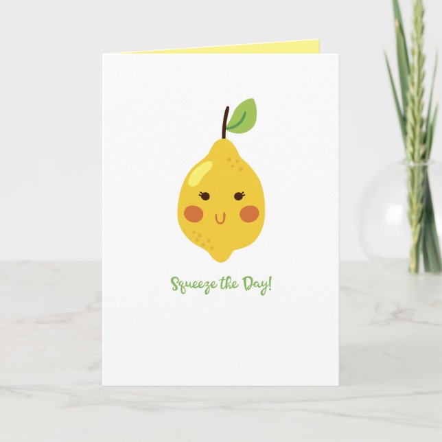 Carte Squeeze Day Punny Lemon Custom Texte intérieur (Devant)