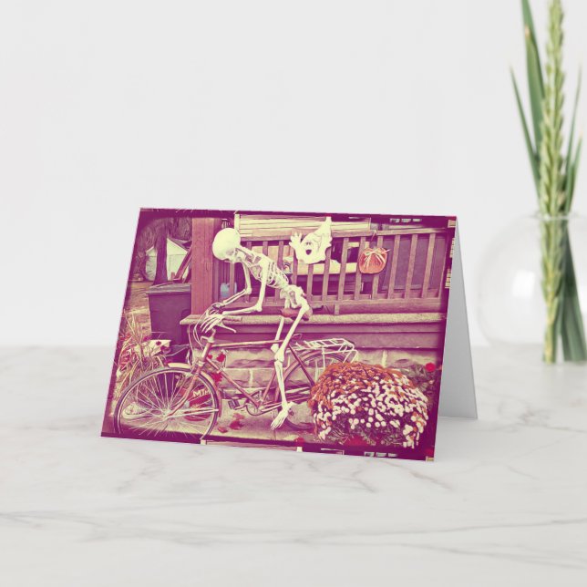 Carte Squelette à vélo Joy Halloween Fantôme (Devant)